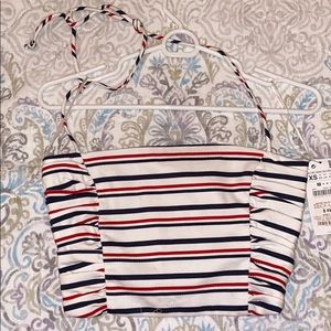 White, red, and blue halter tube top